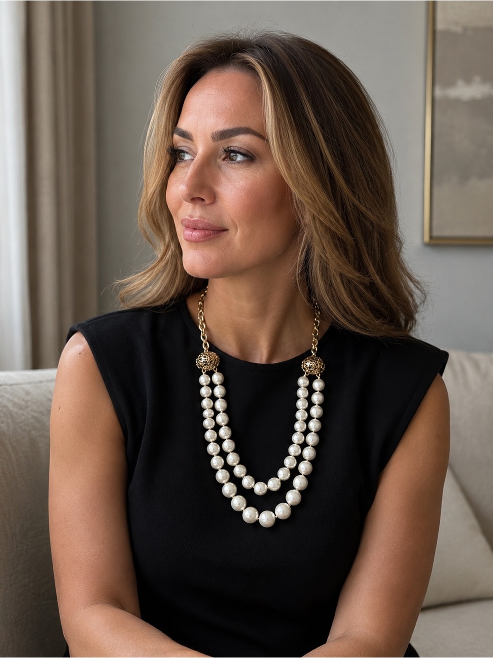 Charter Club Gold-Tone Double Strand Pearl Statement Necklace